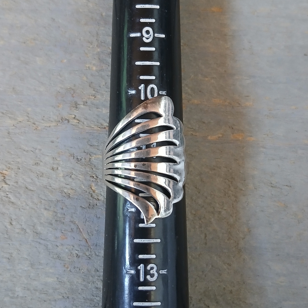 Sterling Silver Feather Wing Fan Ring Statement Ring Size 11 - Picture 14 of 16